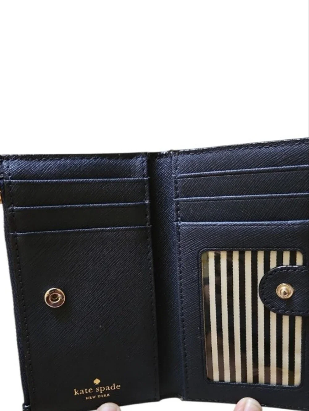 Kate Spade Navy Red Colorblock Bifold Wallet Saffiano Leather Gold Hardware